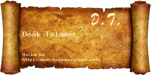 Deák Talamér névjegykártya
