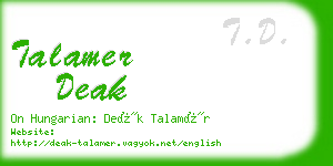 talamer deak business card